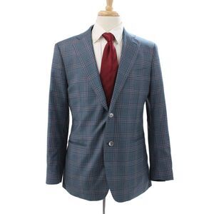 Cardinal of Canada Mens Blue Wool Plaid Sport Coat 2 Piece Button Size 40